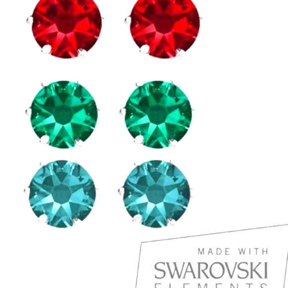 Swarvorski 2CT Stud Earrings pairs in jeweled colors NWOT and gift boxed - Picture 2 of 15
